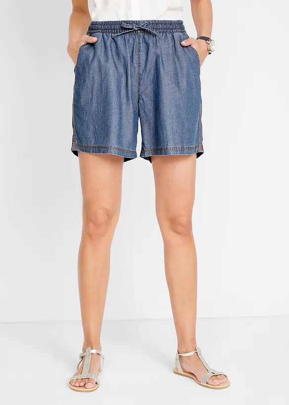 Lett denimshorts med lin, bonprix