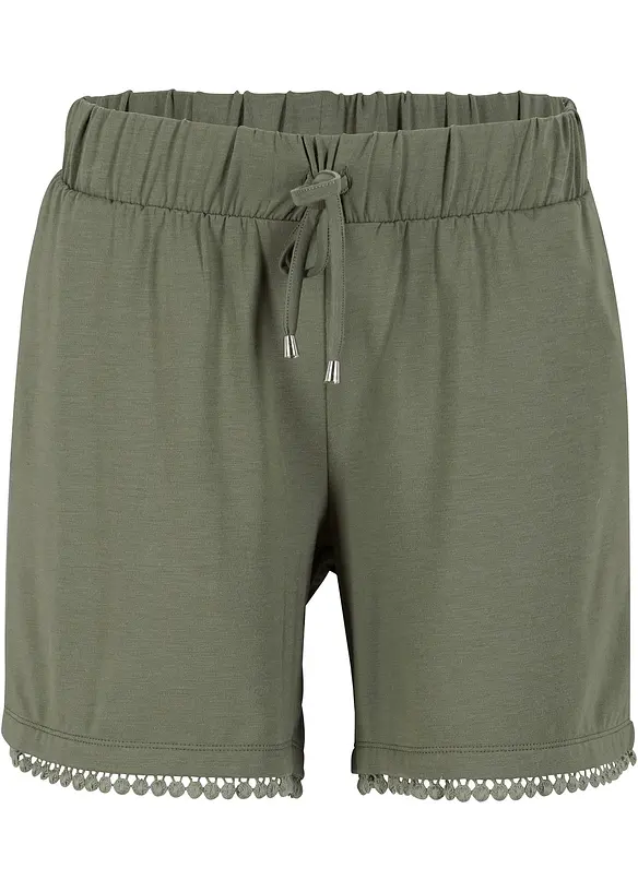 Jerseyshorts i viskosemiks med komfortlinning og blonder, bonprix