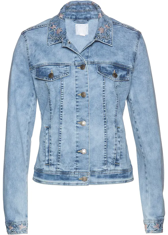 Jeansjakke med broderi, bonprix