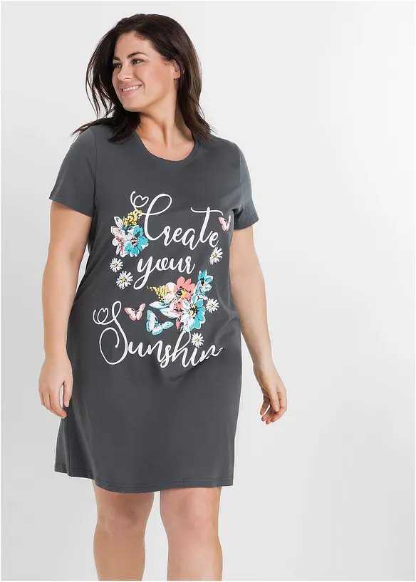 Kort nattkjole i 100% bomull (2-pack), bonprix