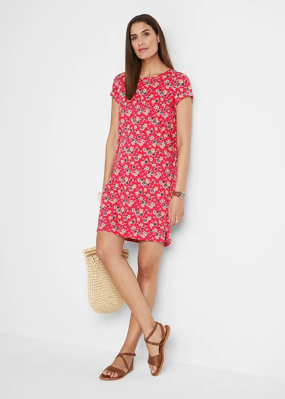 Trikotkjole med splitt i sidene (2-pack), av 100% bomull, bonprix