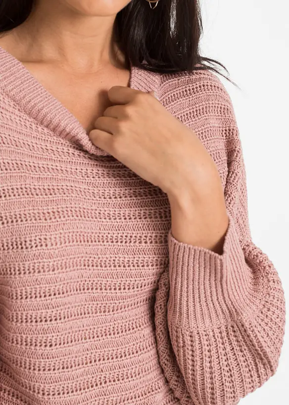 Oversized genser med hullstrikk, bonprix