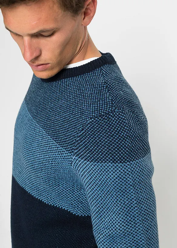 Genser med rund hals og colorblocking, bonprix