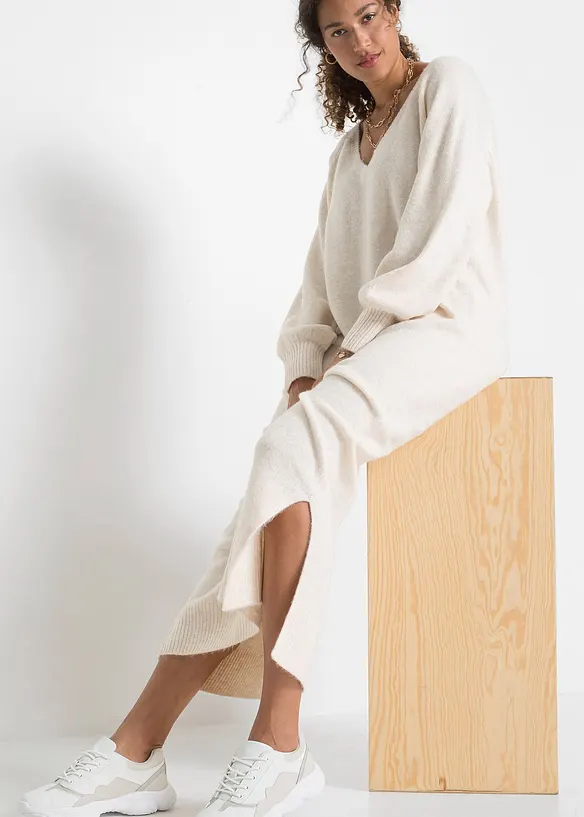 Legglang, oversized og strikket kjole, bonprix