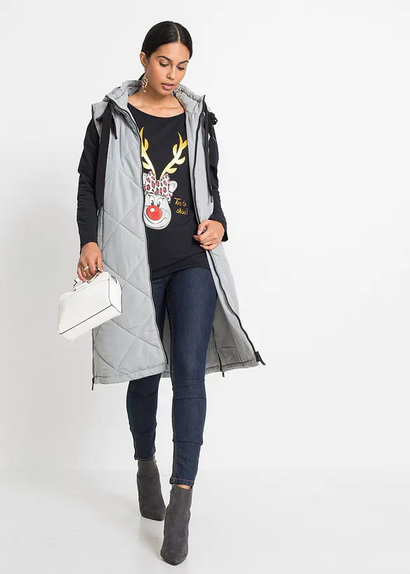 Off shoulder-topp med julemotiv, bonprix