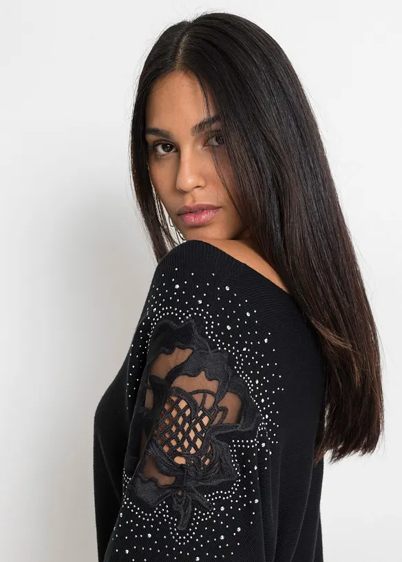 Finstrikket genser i viskosemiks, bonprix