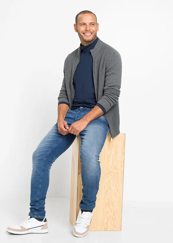 Finstrikket cardigan i 100% bomull, bonprix