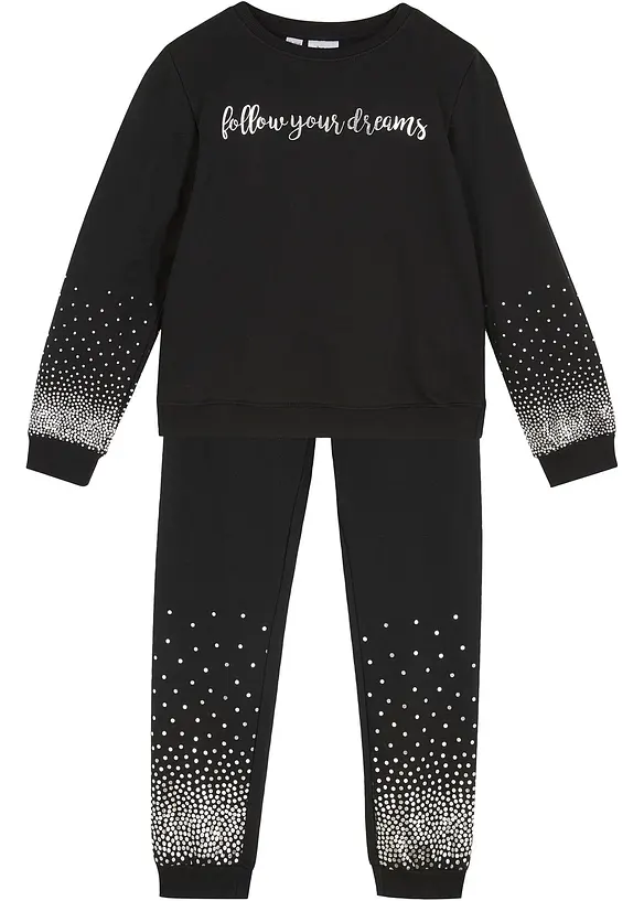Sweatjakke + sweatbukse til jente (2-delt sett), bonprix