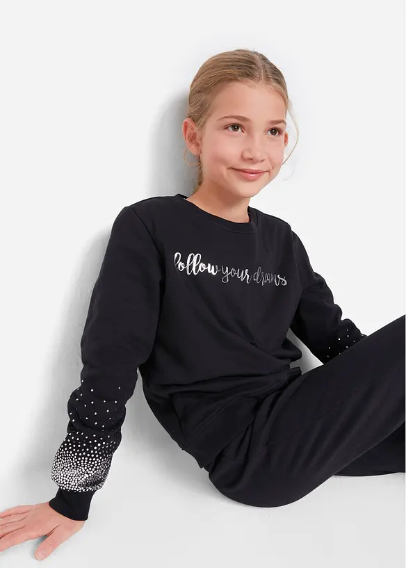 Sweatjakke + sweatbukse til jente (2-delt sett), bonprix
