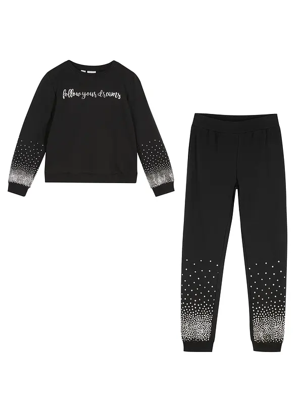 Sweatjakke + sweatbukse til jente (2-delt sett), bonprix