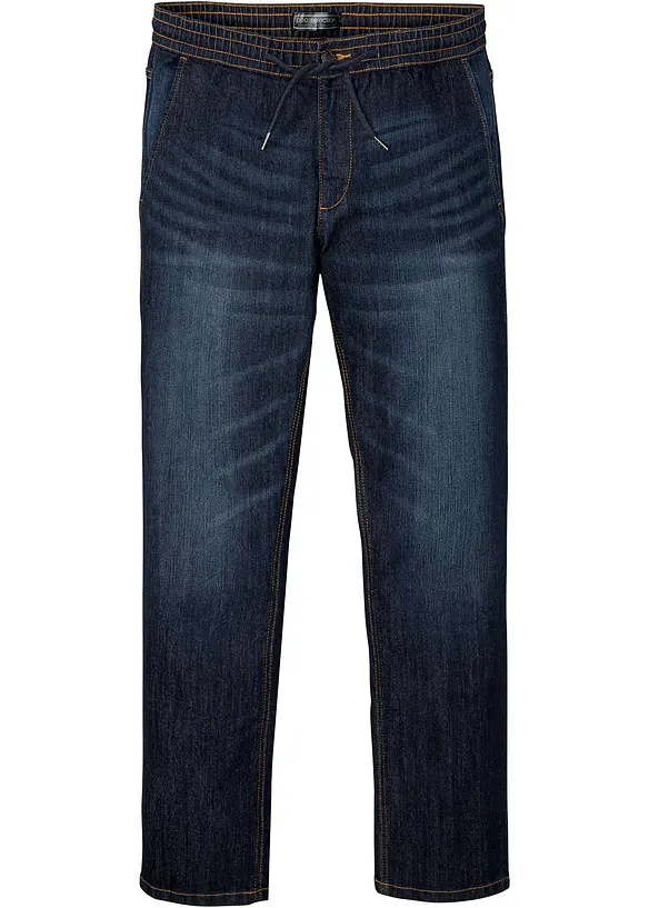 Regular Fit-pull on-jeans i lett materiale med stretch og komfortlinning, Straight, bonprix