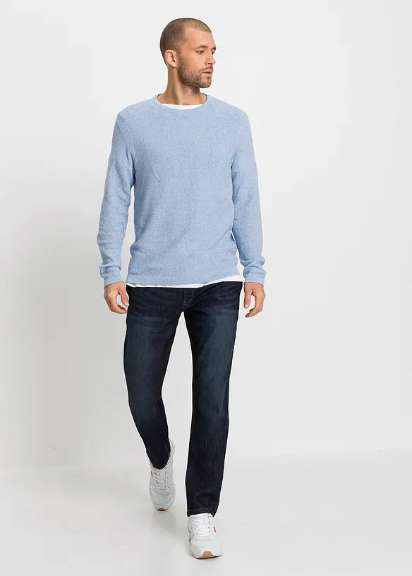 Regular Fit-pull on-jeans i lett materiale med stretch og komfortlinning, Straight, bonprix