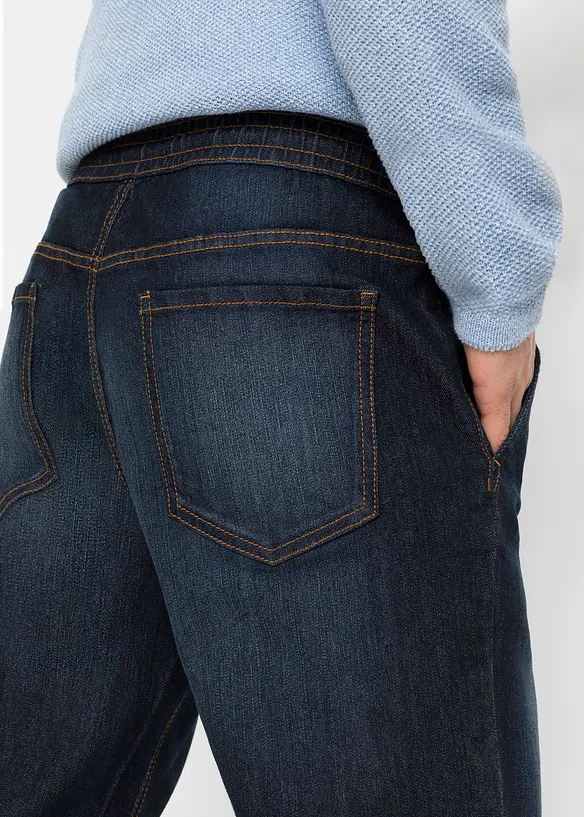 Regular Fit-pull on-jeans i lett materiale med stretch og komfortlinning, Straight, bonprix