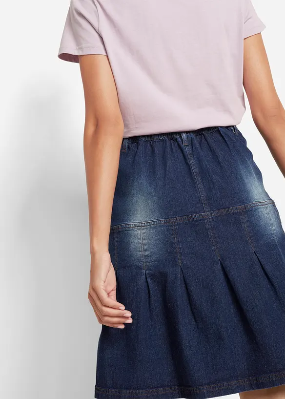 Denimskjørt med biser og komfortlinning, A-fasong, bonprix