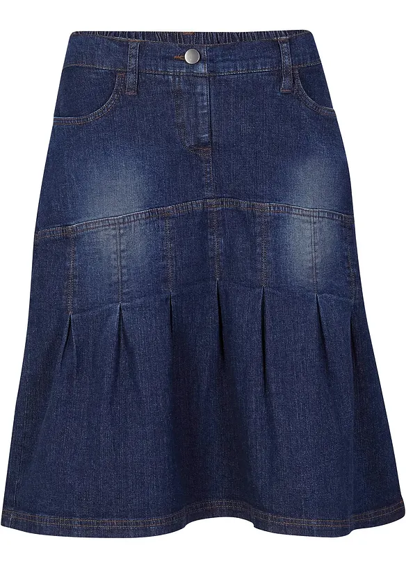 Denimskjørt med biser og komfortlinning, A-fasong, bonprix