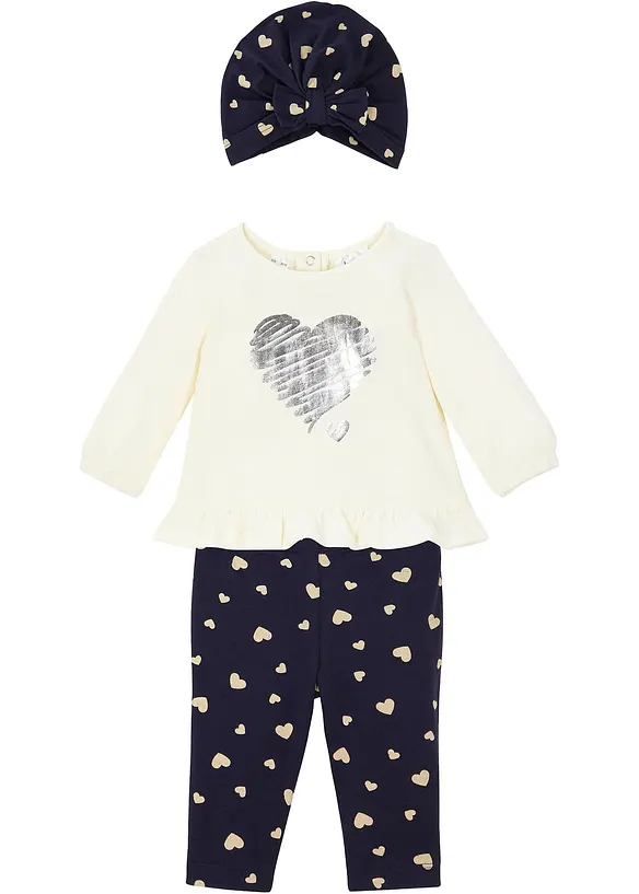 Babytopp+leggings+lue &oslash;kologisk bomull (3-delt sett)&nbsp;, bonprix