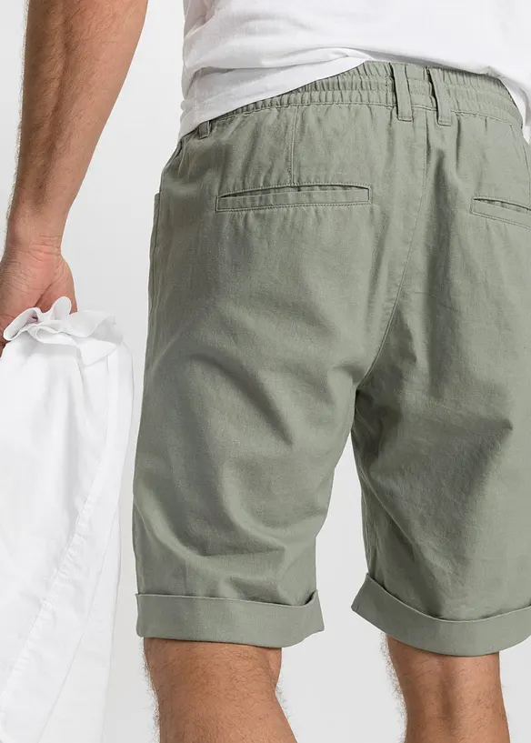Pull on-bermudashorts i luftig linmiks, Regular Fit, bonprix