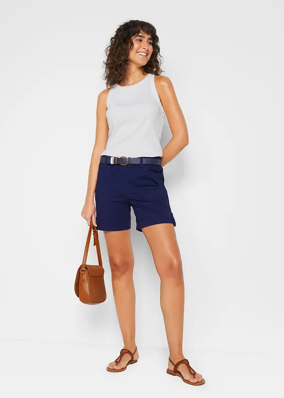 Bermudashorts i bomull med strikklinning, bonprix