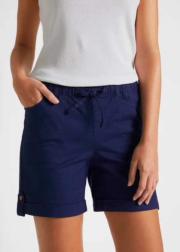Bermudashorts i bomull med strikklinning, bonprix