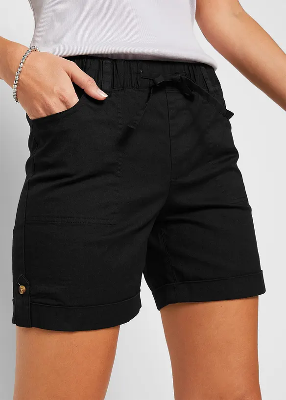 Bermudashorts i bomull med strikklinning, bonprix