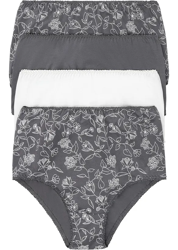 Høy truse med behagelig bomull (4-pack), bonprix