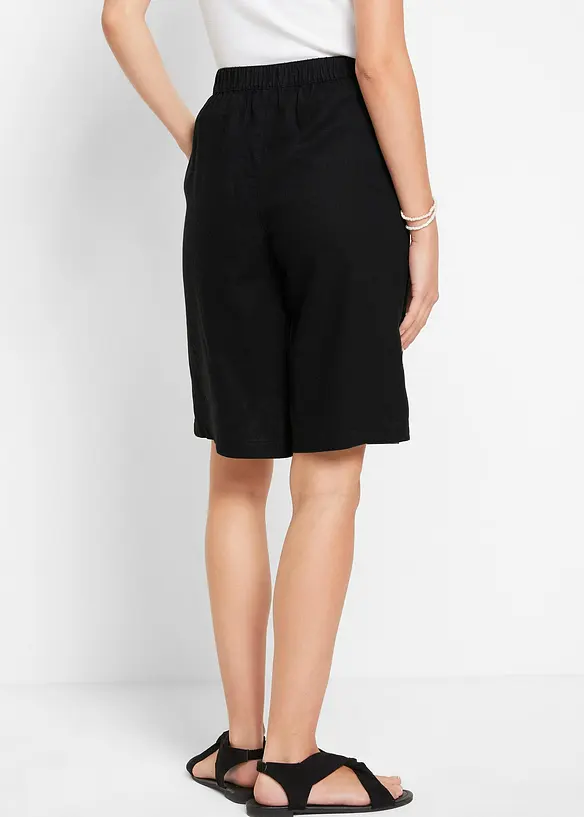 Bermudashorts i lin-/viskosemiks, High Waist, bonprix