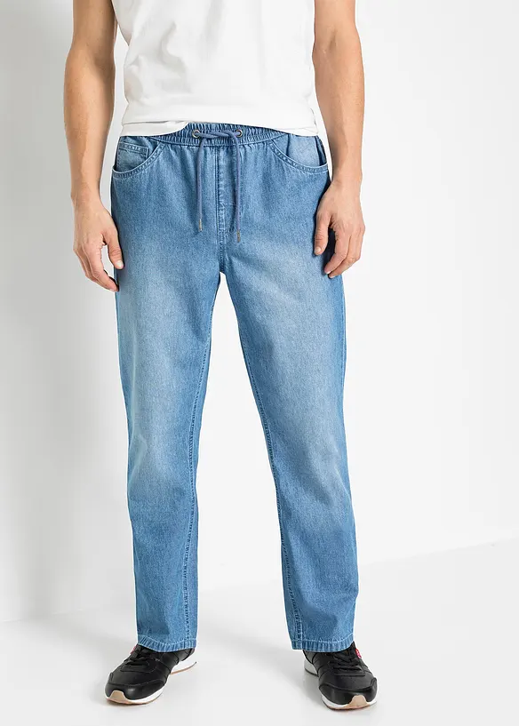 Classic Fit pull on-jeans i lett denim (2-pack), bonprix