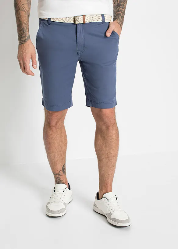 Stretch chino-bermuda med belte, Regular Fit, bonprix