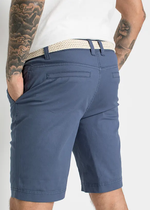 Stretch chino-bermuda med belte, Regular Fit, bonprix