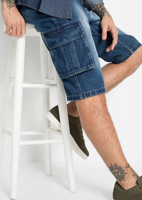 Cargo-bermudashorts i denim, Relaxed Fit, bonprix