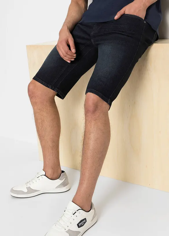 Bermudashorts i denim med stretch og forsterket skritt, Regular Fit, bonprix