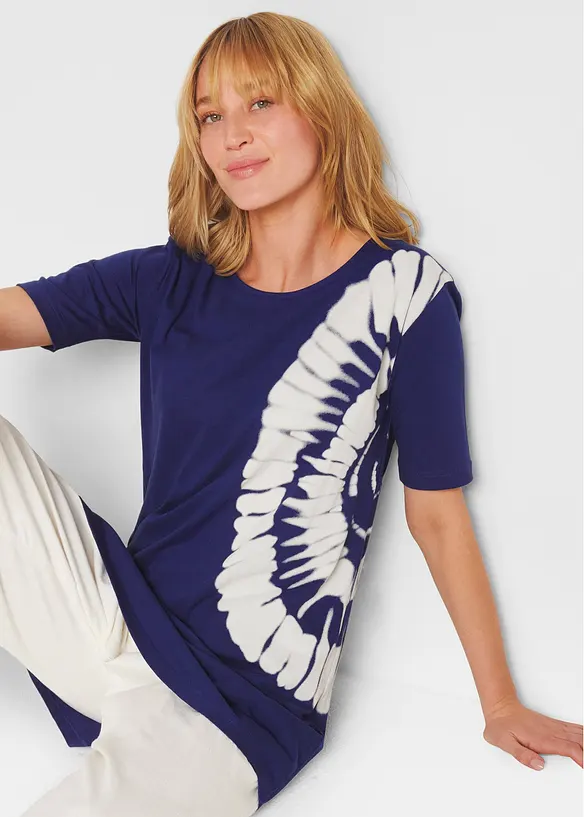 Oversized topp med batikk-effekt, økologisk bomull, bonprix