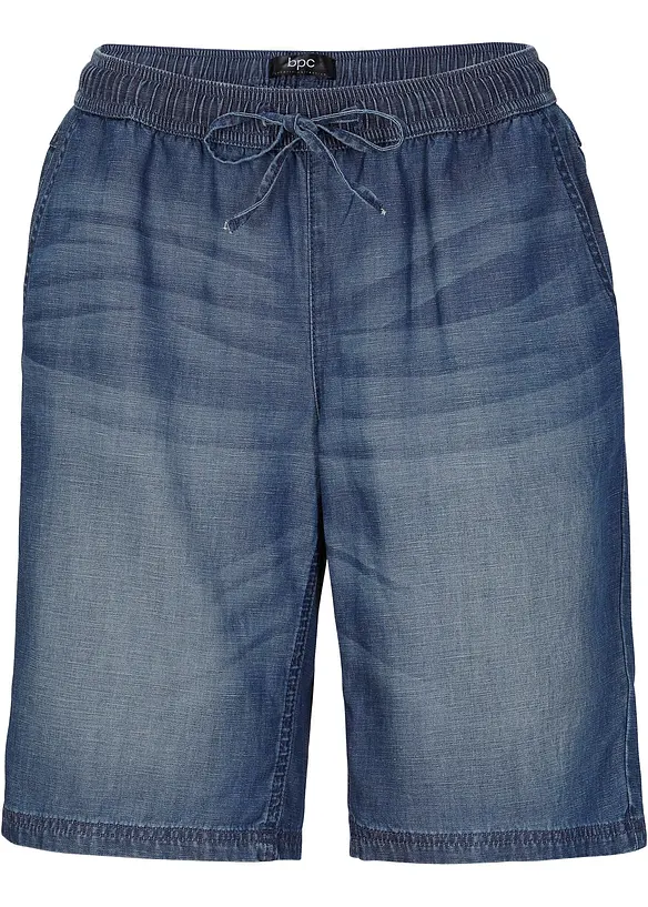 Bukse i lett denim med lin, bonprix