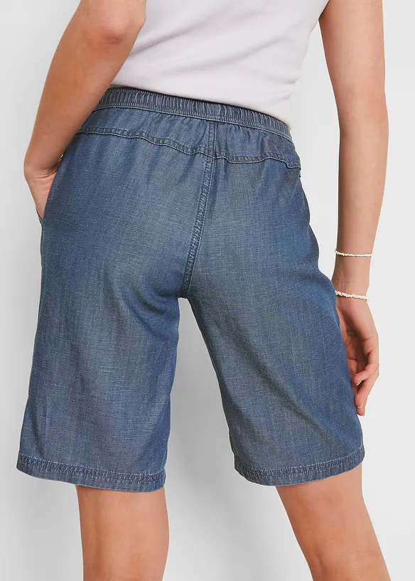 Bukse i lett denim med lin, bonprix