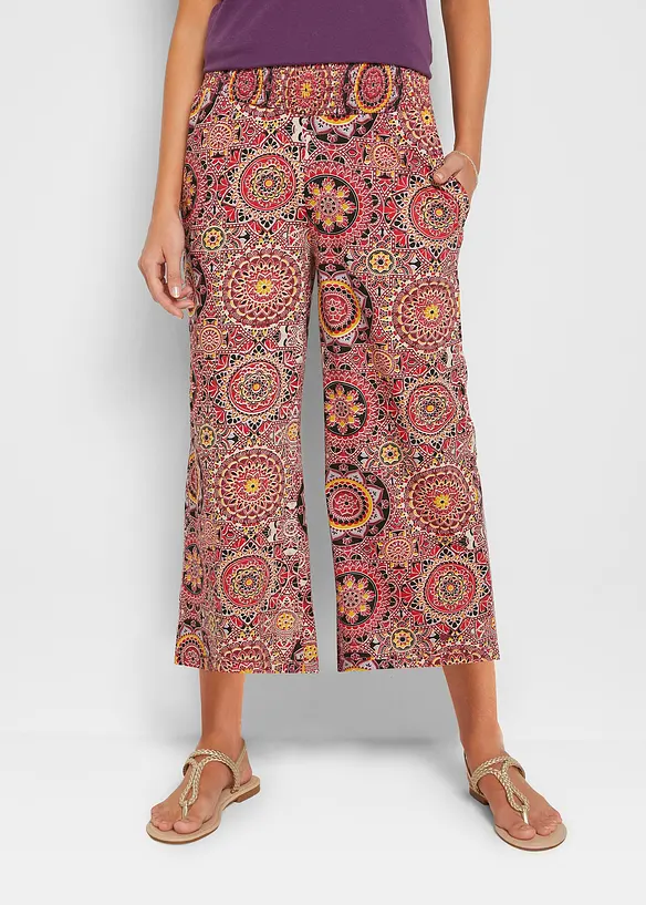7/8-culotte i jersey med vide ben og bred, vaflet linning, bonprix