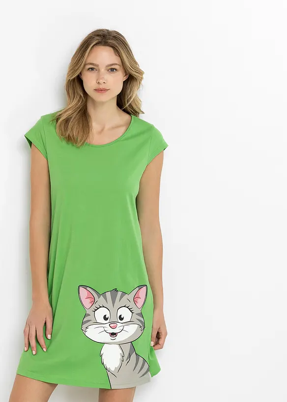 Kort nattkjole i 100% økologisk bomull, bonprix