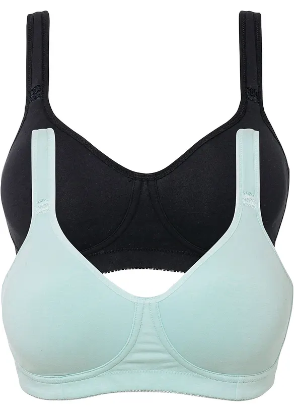 T-skjorte-BH uten bøyle med bomull (2-pack), bonprix