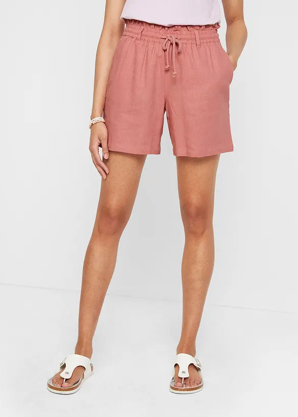 Paperbag-shorts med lin, bonprix