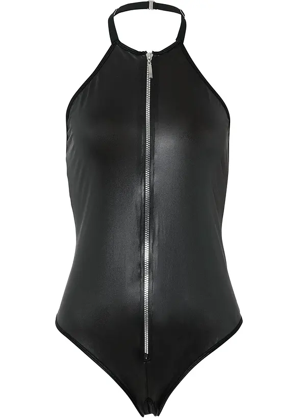 Stringbody ouvert i wetlook, bonprix