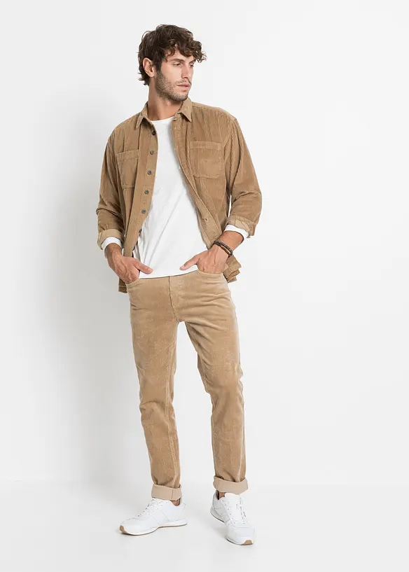 Slim Fit-kordfløyelsbukse med stretch og komfortsnitt, bonprix