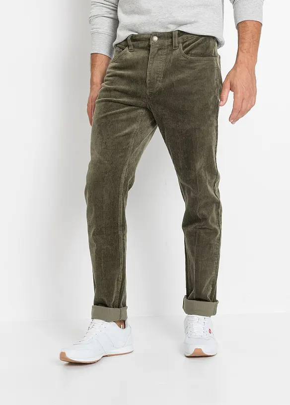 Slim Fit-kordfløyelsbukse med stretch og komfortsnitt, bonprix