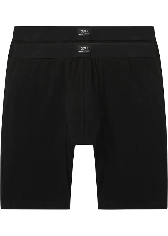 Boksershorts med bomull i ettersittende modell med lange ben (2-pack), bonprix