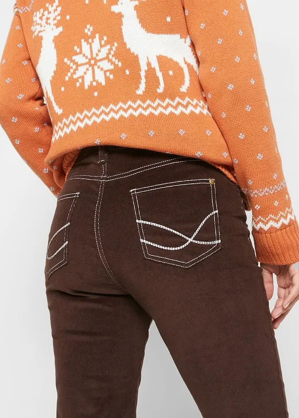 Slim Fit-kordfløyelsbukse med stretch, bonprix