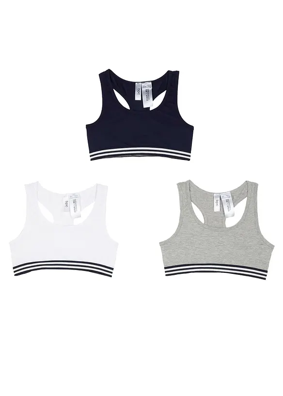 BH-topp med myk bomull (3-pack), bonprix