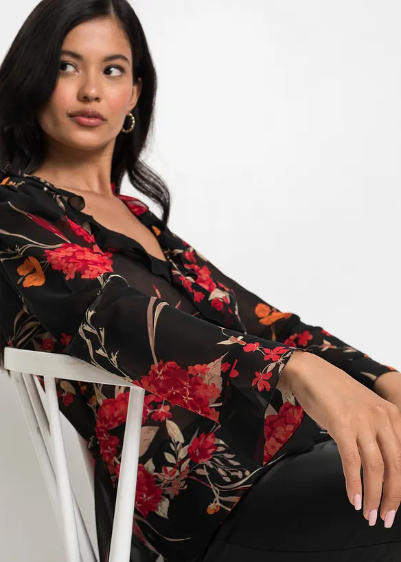 Chiffonbluse i omslagsmodell, bonprix