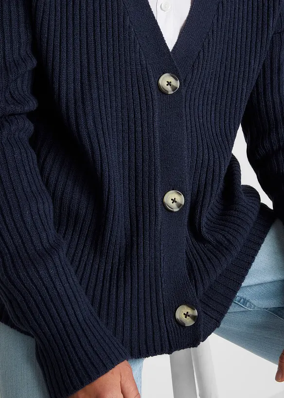 Ribbestrikket cardigan, bonprix
