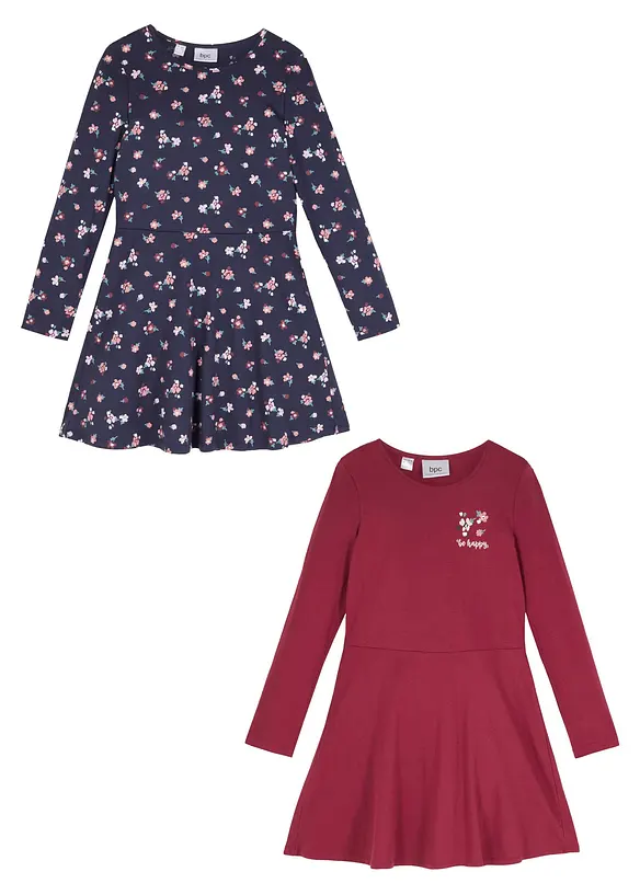 Jerseykjole av økologisk bomull  (2-pack), bonprix