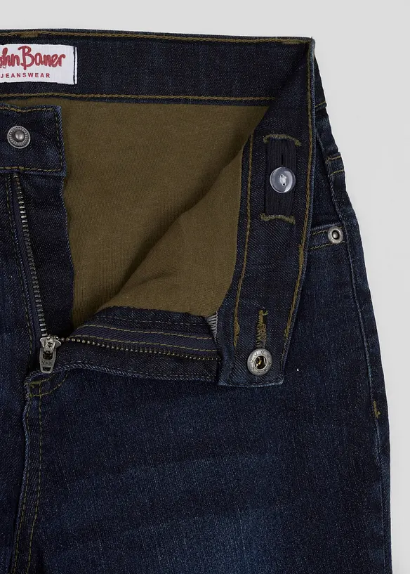 Termojeans med  jerseyfôr, Mid Waist, bonprix