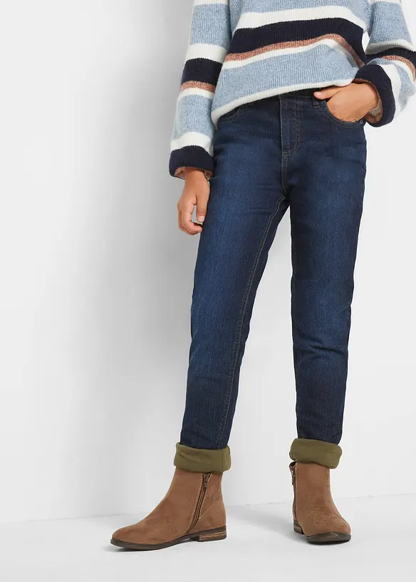 Termojeans med  jerseyfôr, Mid Waist, bonprix