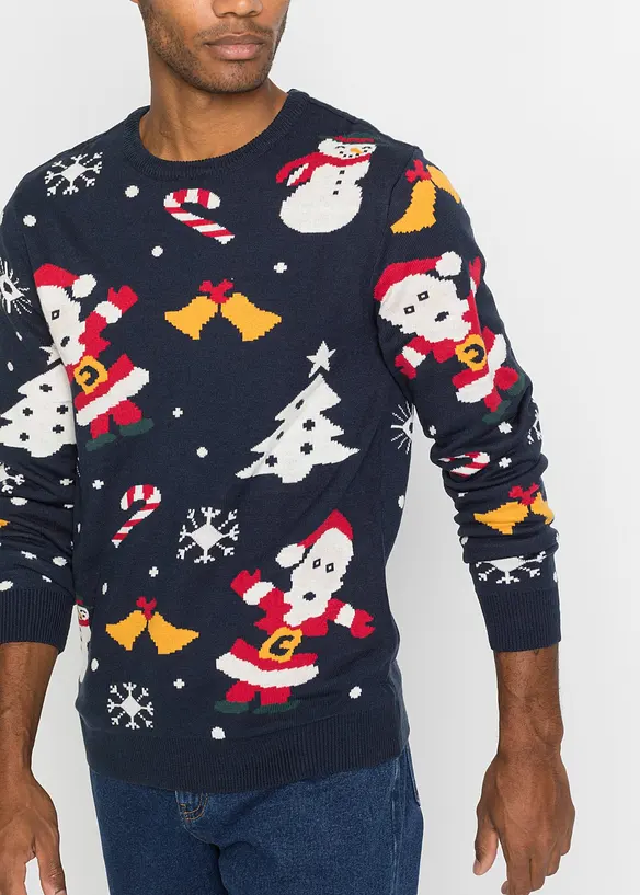 Finstrikket genser med julemotiv, bonprix